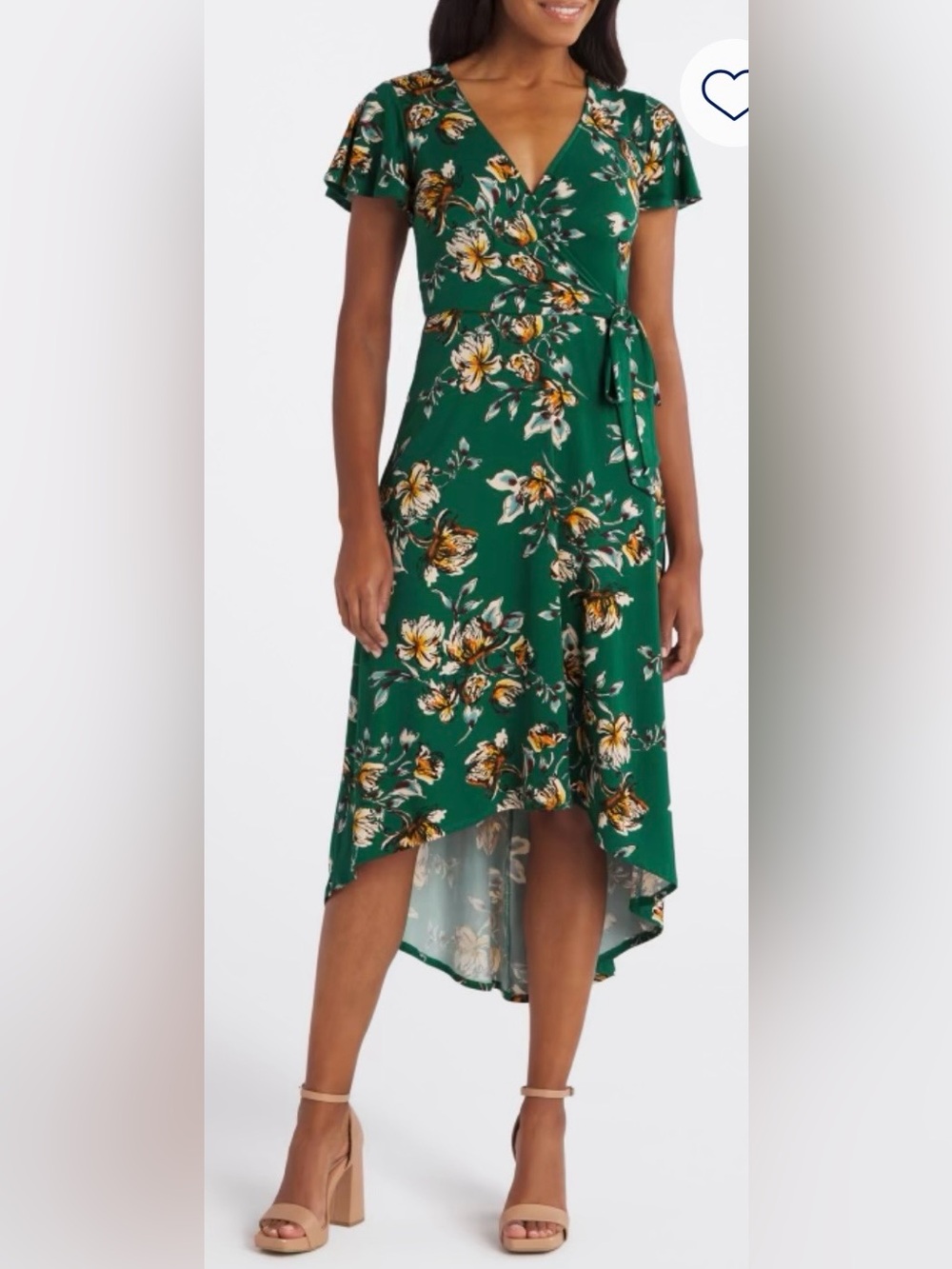 Fortune + Ivy Irene Faux Wrap Brushed Knit Straight Hem Maxi Dress